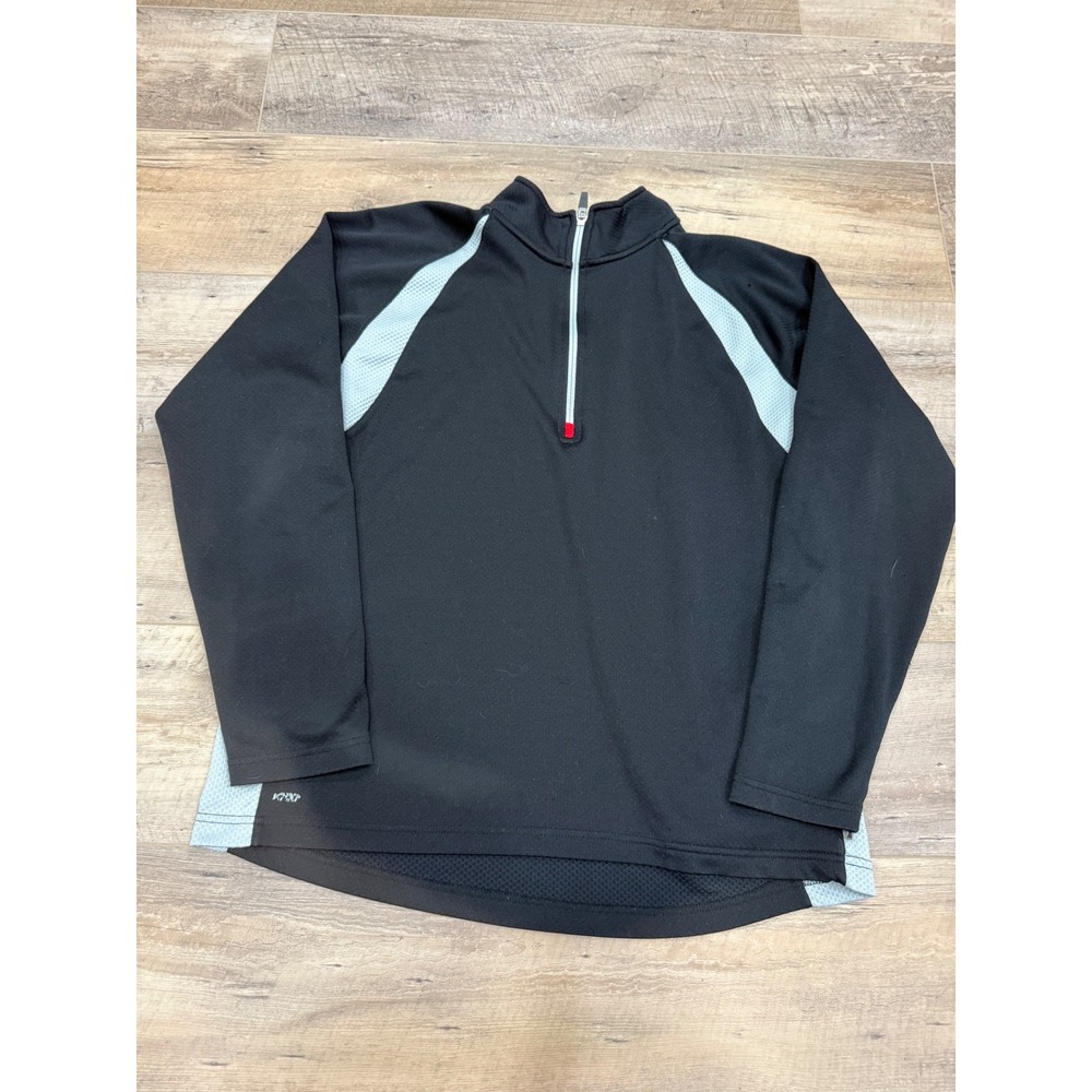 Alo CoolFit Mens Quarter Zip Pullover Black Grey Mesh Athletic Top Size M